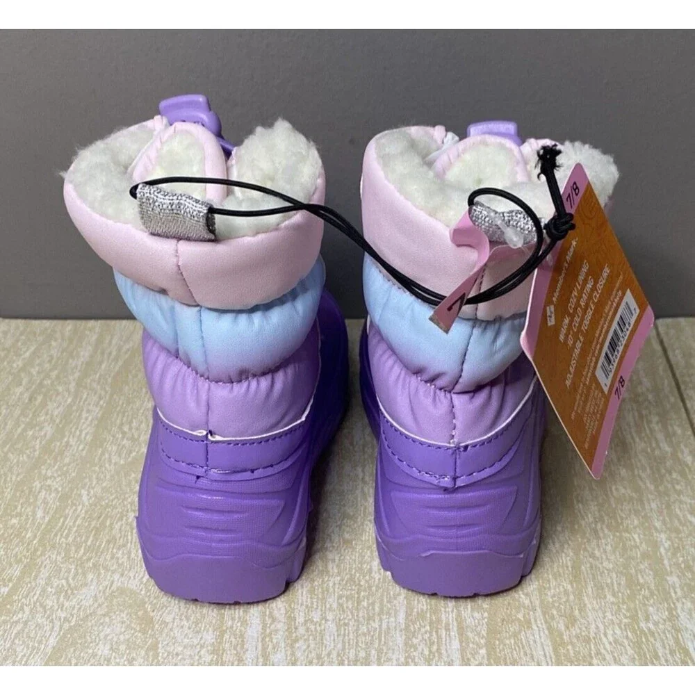 NWT MEMBERS MARK KIDS SNOW BOOTS 10 Degree Cold Rating Purple Size 7/8